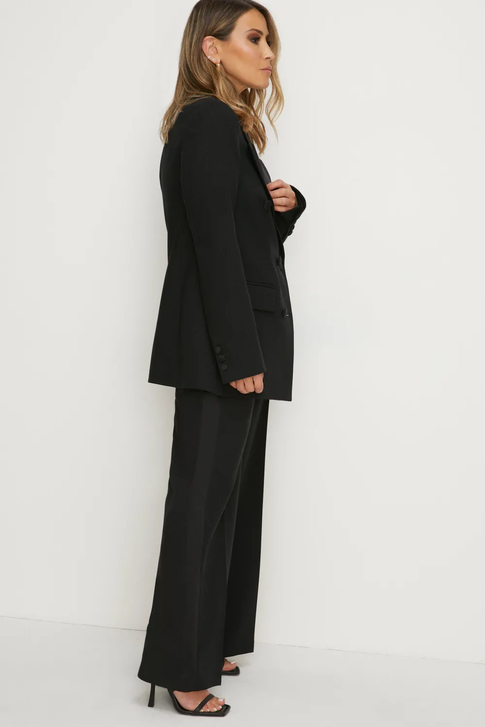 Hot Oasis Rachel Stevens Tuxedo Wide Leg Trouser Black
