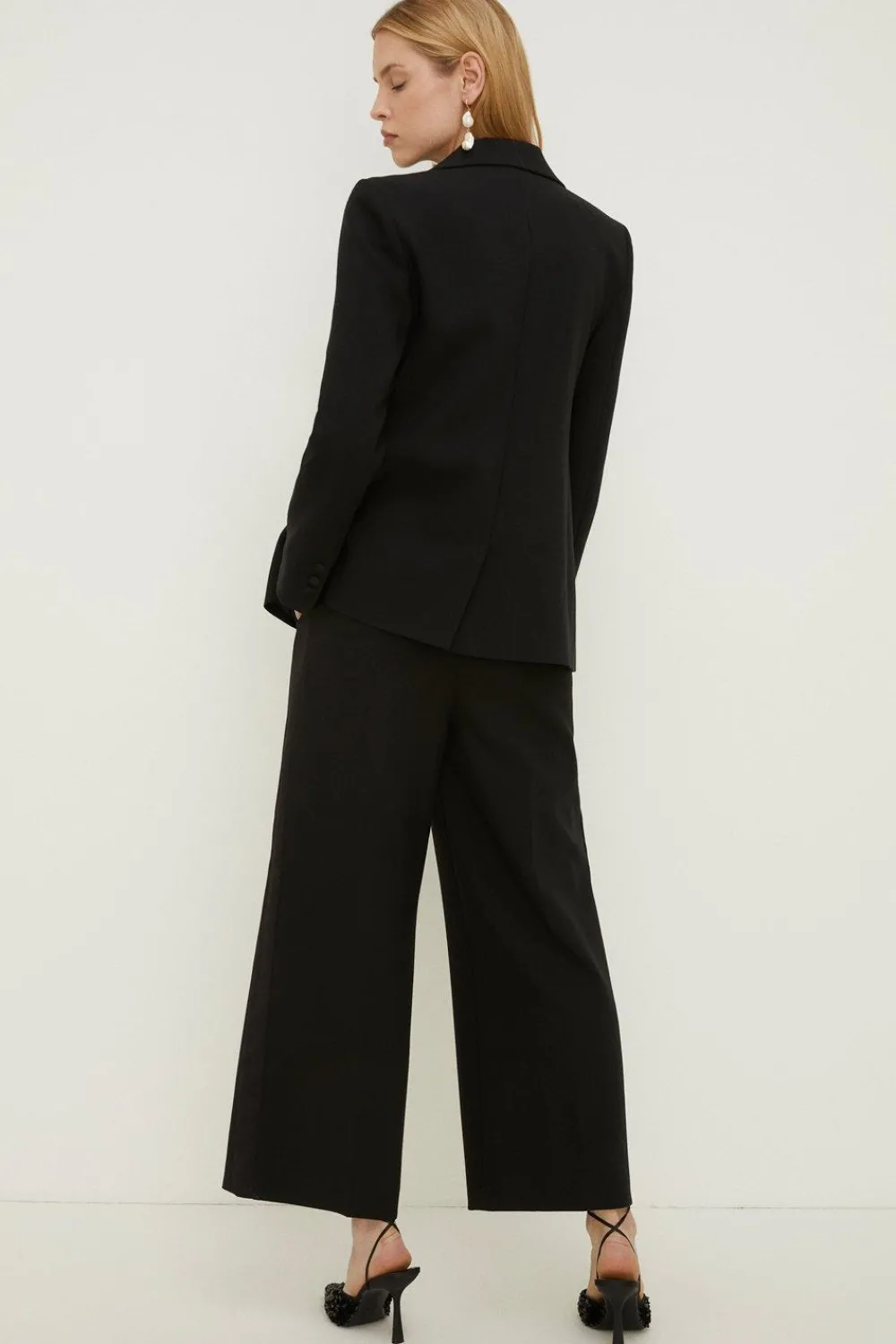 Hot Oasis Rachel Stevens Tuxedo Wide Leg Trouser Black