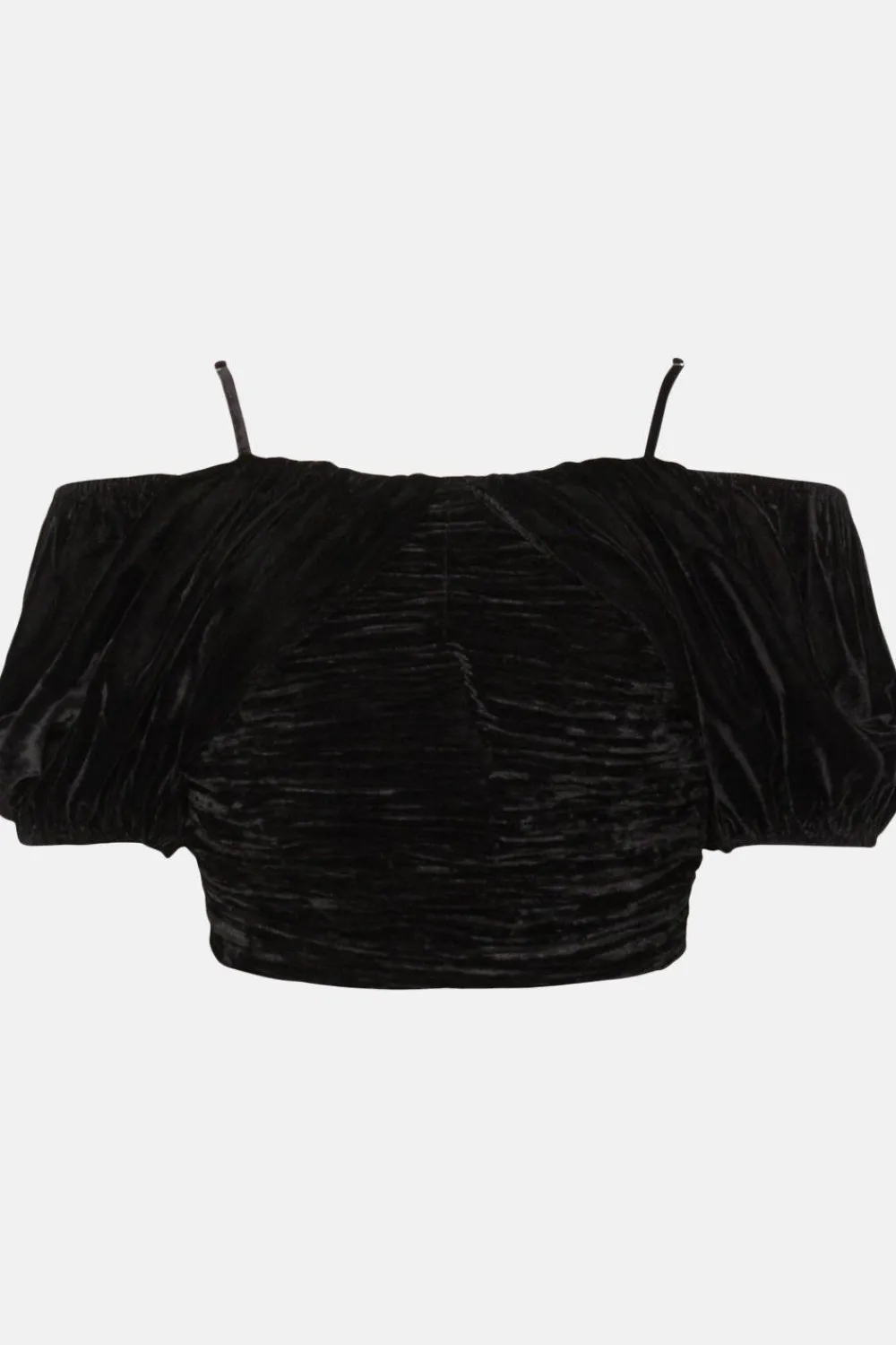 Hot Oasis Rachel Stevens Velvet Ruched Bardot Top Black