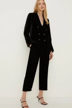 Hot Oasis Rachel Stevens Velvet Straight Leg Trouser Black
