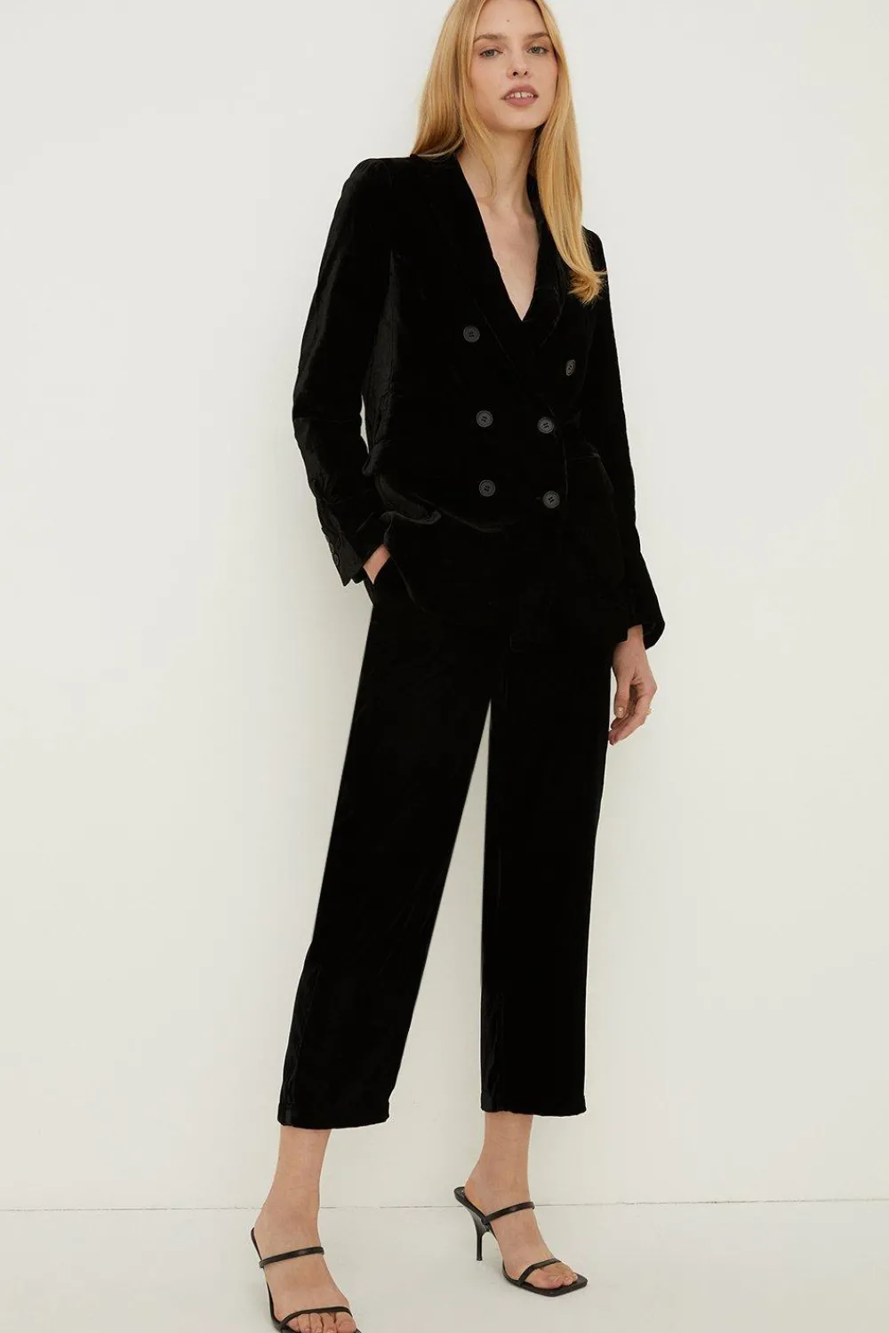 Hot Oasis Rachel Stevens Velvet Straight Leg Trouser Black