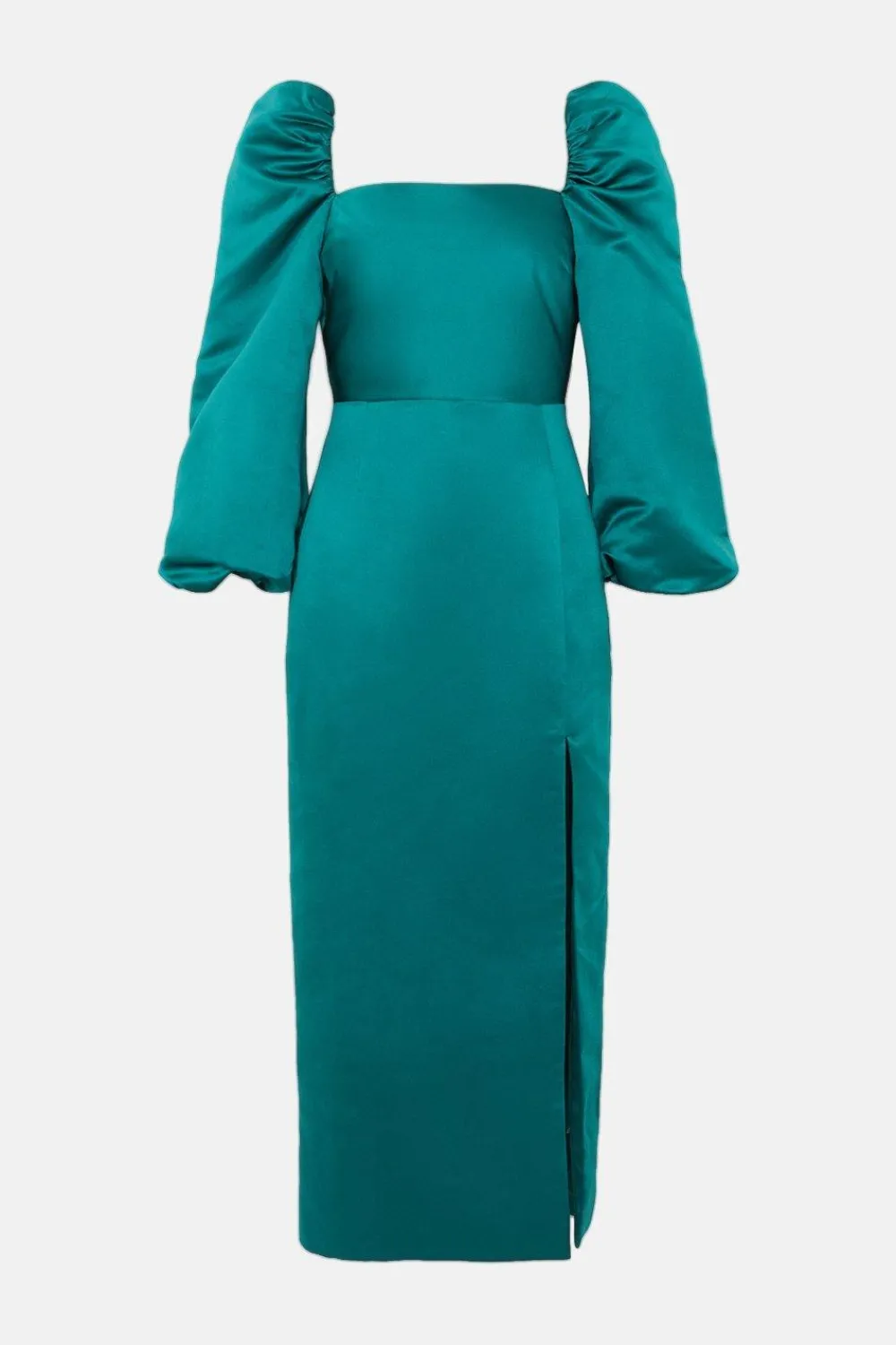 Sale Oasis Rachel Stevens Volume Sleeve Split Midi Dress Emerald