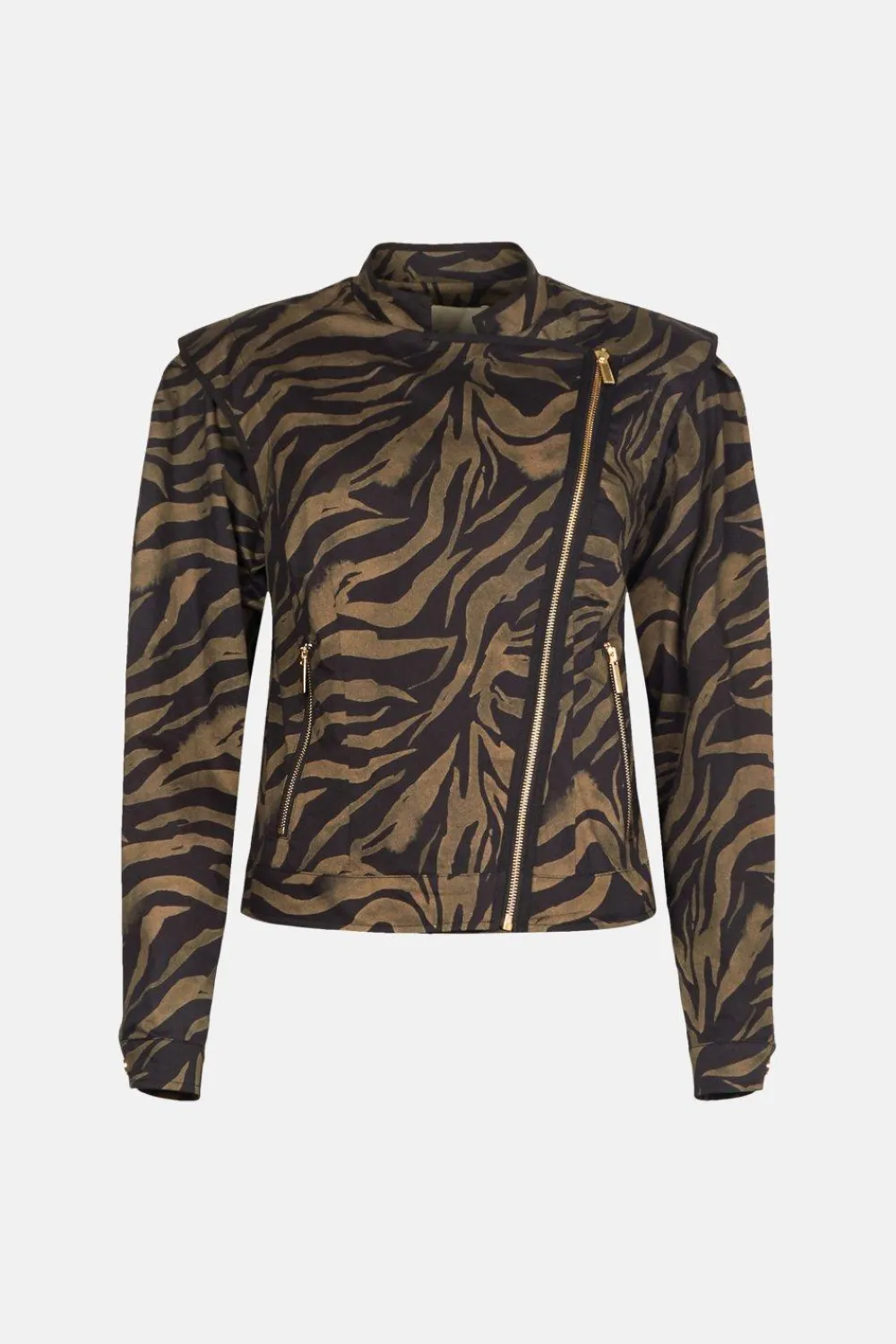 Hot Oasis Rachel Stevens Zip Through Print Coat Zebra