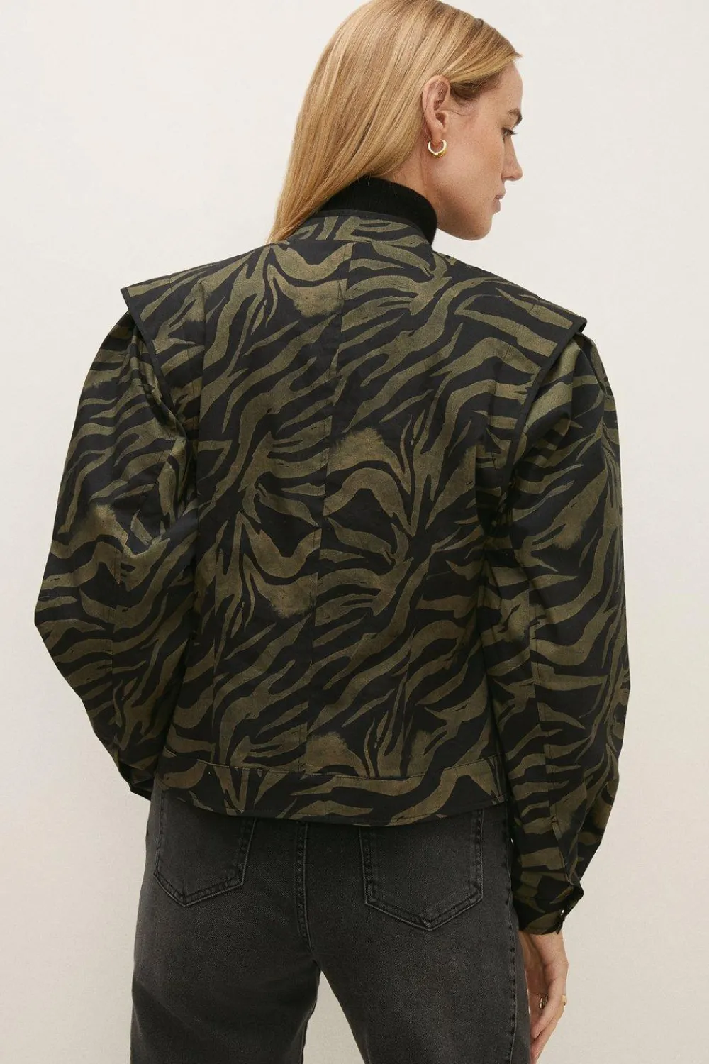 Hot Oasis Rachel Stevens Zip Through Print Coat Zebra