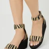 Hot Oasis Real Leather Animal Espadrille Wedge Sandal Zebra