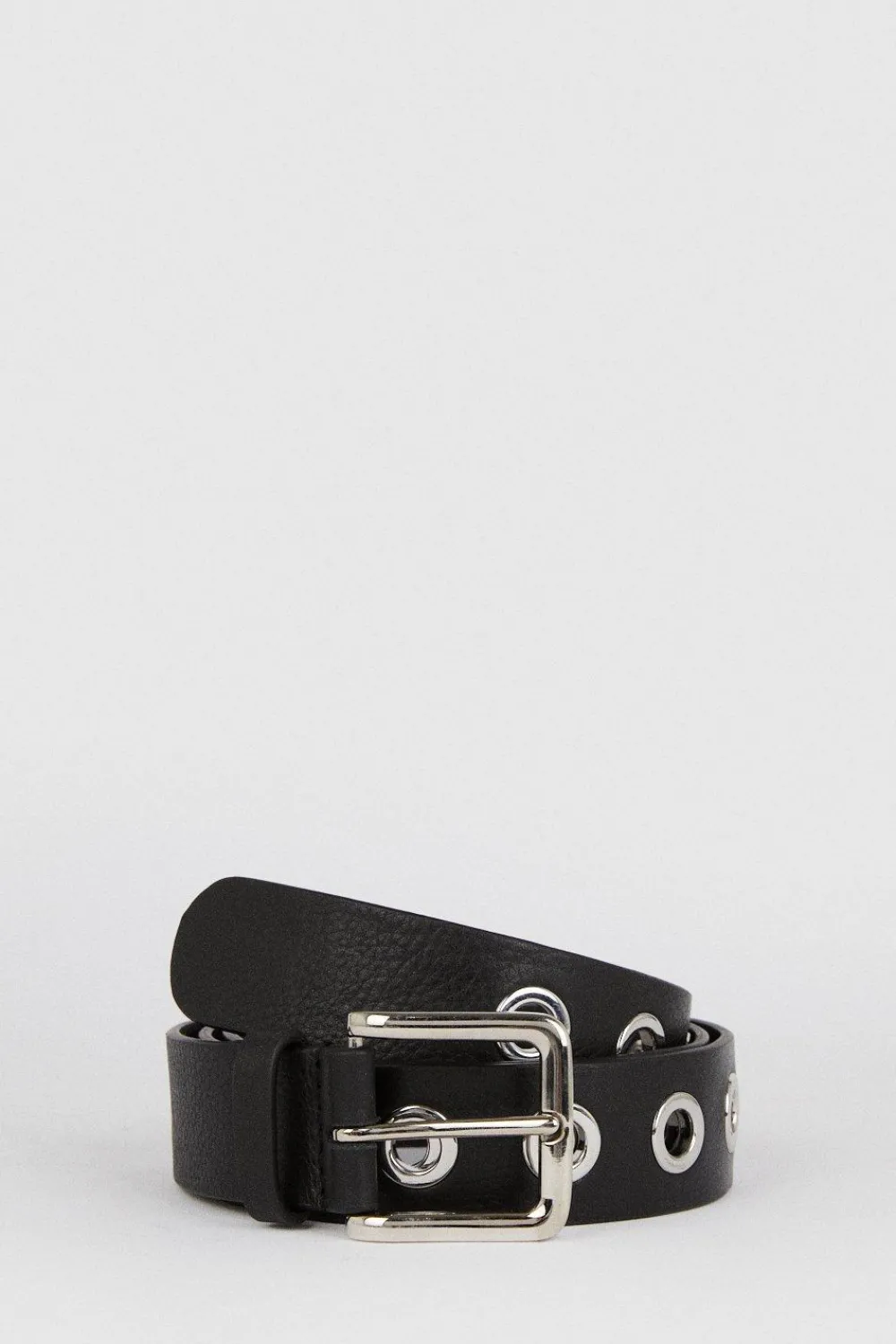 Hot Oasis Real Leather Eyelet Detail Belt Black
