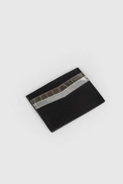New Oasis Real Leather Mixed Metallic Cardholder Silver