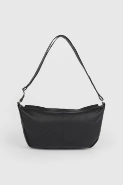 Sale Oasis Real Leather Multi Zip Cross Body Shoulder Bag Black