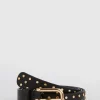 Best Oasis Real Leather Studded Belt Black