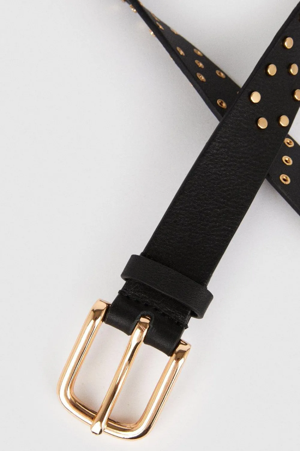Best Oasis Real Leather Studded Belt Black