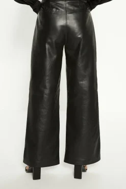 New Oasis Real Leather Wide Leg Trouser Black