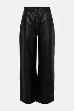 New Oasis Real Leather Wide Leg Trouser Black