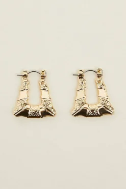 Fashion Oasis Rectangle Textured Earrings Gold