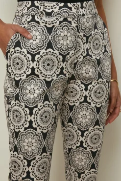 Sale Oasis Retro Floral Straight Leg Trouser Black