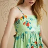 Sale Oasis Rhs Apple Leaf Printed Strappy Midi Dress Green