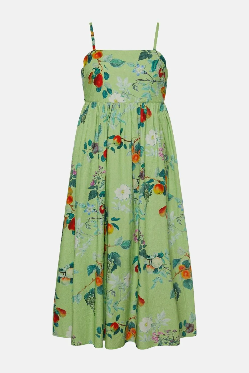 Sale Oasis Rhs Apple Leaf Printed Strappy Midi Dress Green