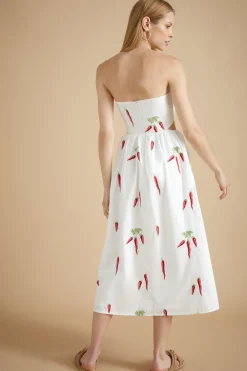 Clearance Oasis Rhs Chilli Cut Out Bandeau Midi Dress Ivory