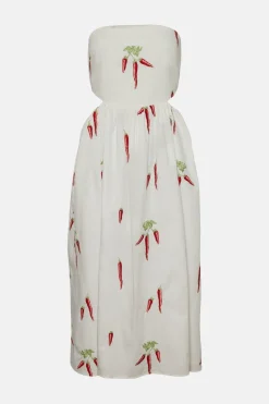 Clearance Oasis Rhs Chilli Cut Out Bandeau Midi Dress Ivory