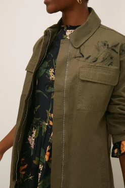 Outlet Oasis Rhs Embellished Belted Parka Khaki