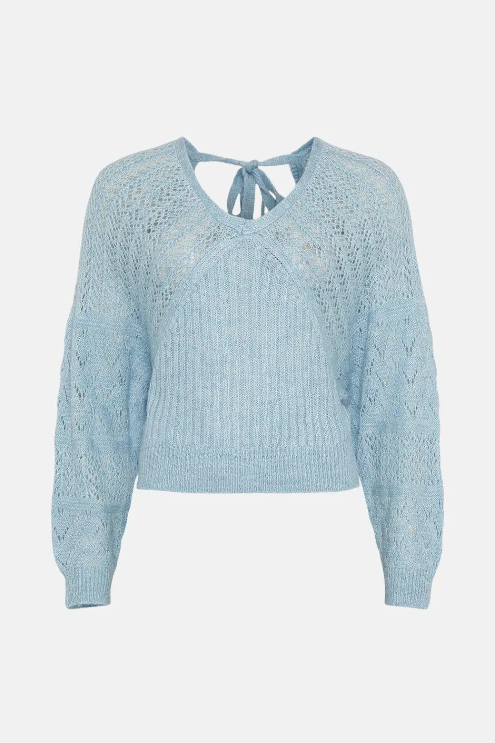Fashion Oasis Rib Pointelle Lofty Soft Touch Batwing Jumper Blue
