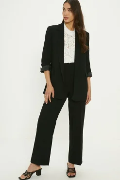 Sale Oasis Roll Sleeve Tab Detail Tailored Blazer Black