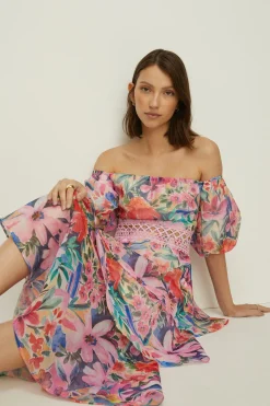 Hot Oasis Rose Dufton Lace Trim Tiered Organza Dress Pink