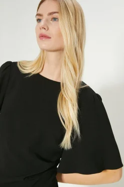 Fashion Oasis Ruched Detail Crepe Mini Dress Black