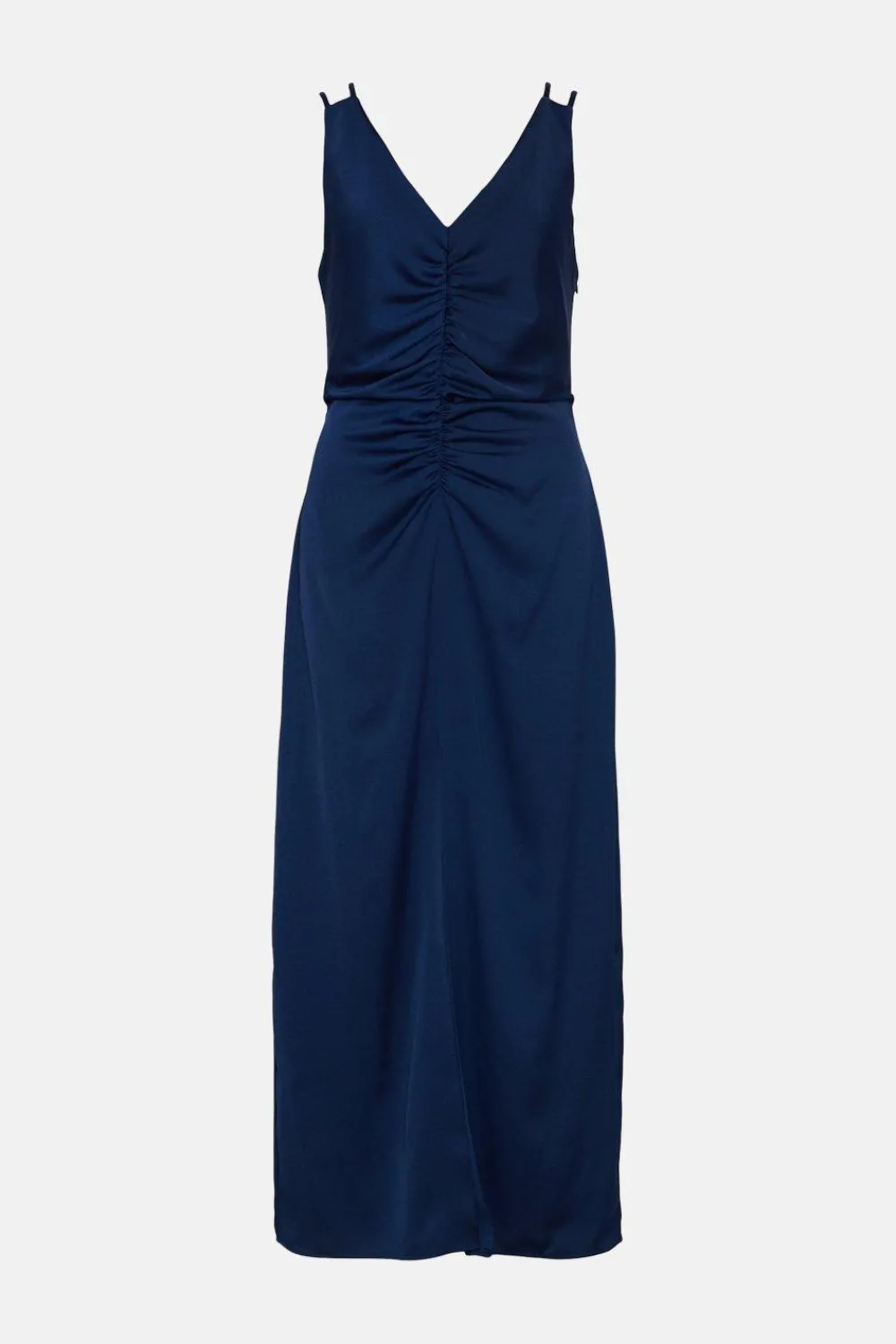Fashion Oasis Ruched Double Strap Midaxi Dress Navy