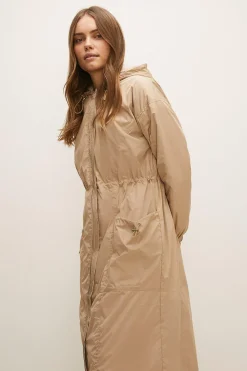 Clearance Oasis Ruched Waist Detail Parka Neutral