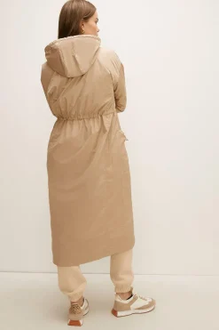 Clearance Oasis Ruched Waist Detail Parka Neutral