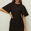 Clearance Oasis Ruffle Sleeve Crepe Dress Black