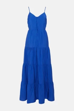 Fashion Oasis Ruffle Textured Swing Dress Cobalt