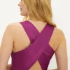 Fashion Oasis Satin Asymmetric Cowl Neck Midi Dress Purple