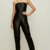 Hot Oasis Satin Bandeau Jumpsuit Black