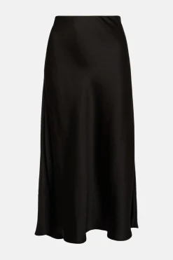Fashion Oasis Satin Bias Midi Skirt Black