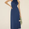 Discount Oasis Satin Halter Neck Midi Dress Navy