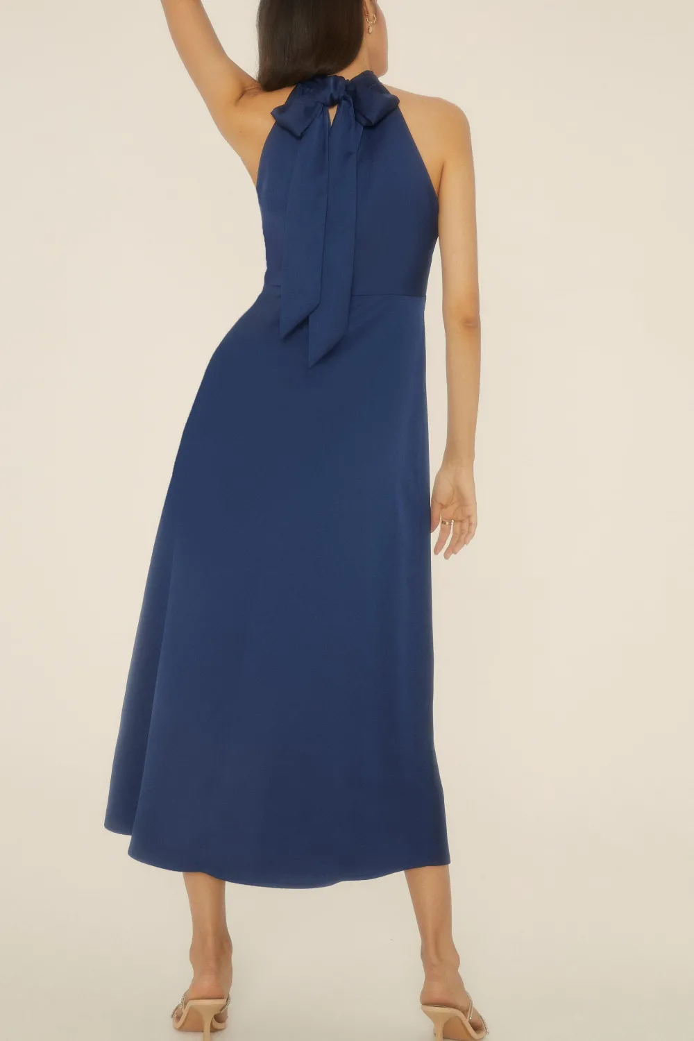 Discount Oasis Satin Halter Neck Midi Dress Navy