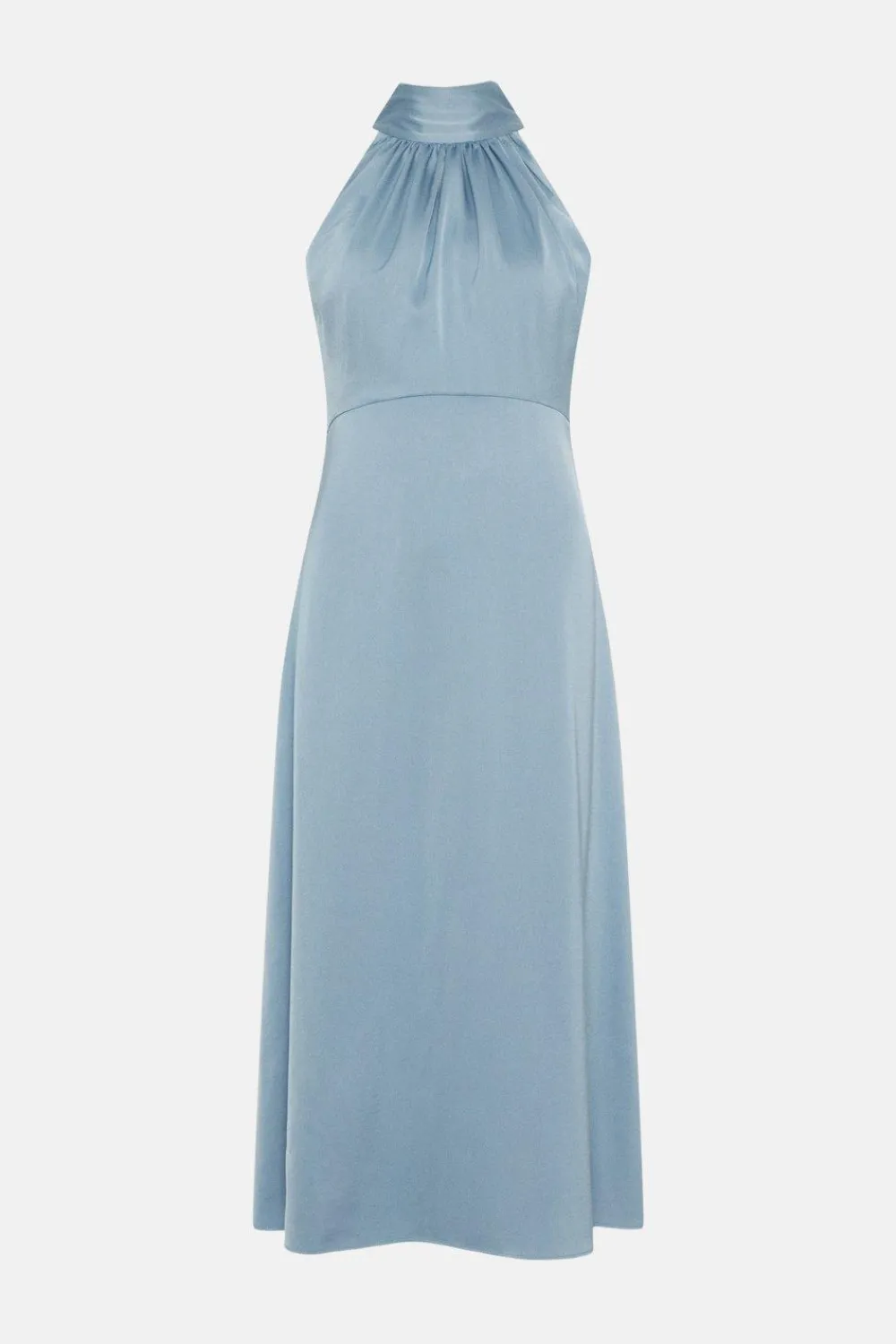 Online Oasis Satin Halter Neck Midi Dress Blue