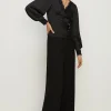 Discount Oasis Satin Lace Trim Button Front Tea Top Black
