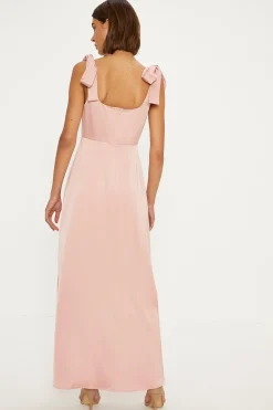 Outlet Oasis Satin Tie Shoulder Midi Dress Sage