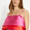 Fashion Oasis Satin Twill Frill Tiered Crop Top Multi