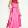 New Oasis Satin Twill Lace Back Midi Dress Pink
