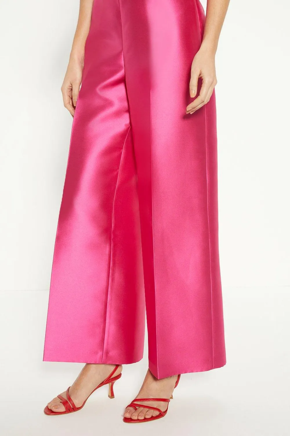 New Oasis Satin Twill Wide Leg Trouser Pink