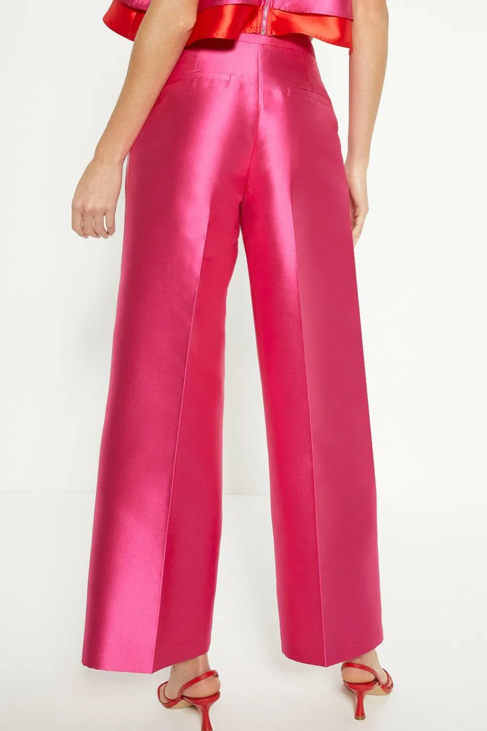 New Oasis Satin Twill Wide Leg Trouser Pink
