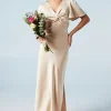 Clearance Oasis Satin Twist Front Angel Sleeve Midi Dress Sage