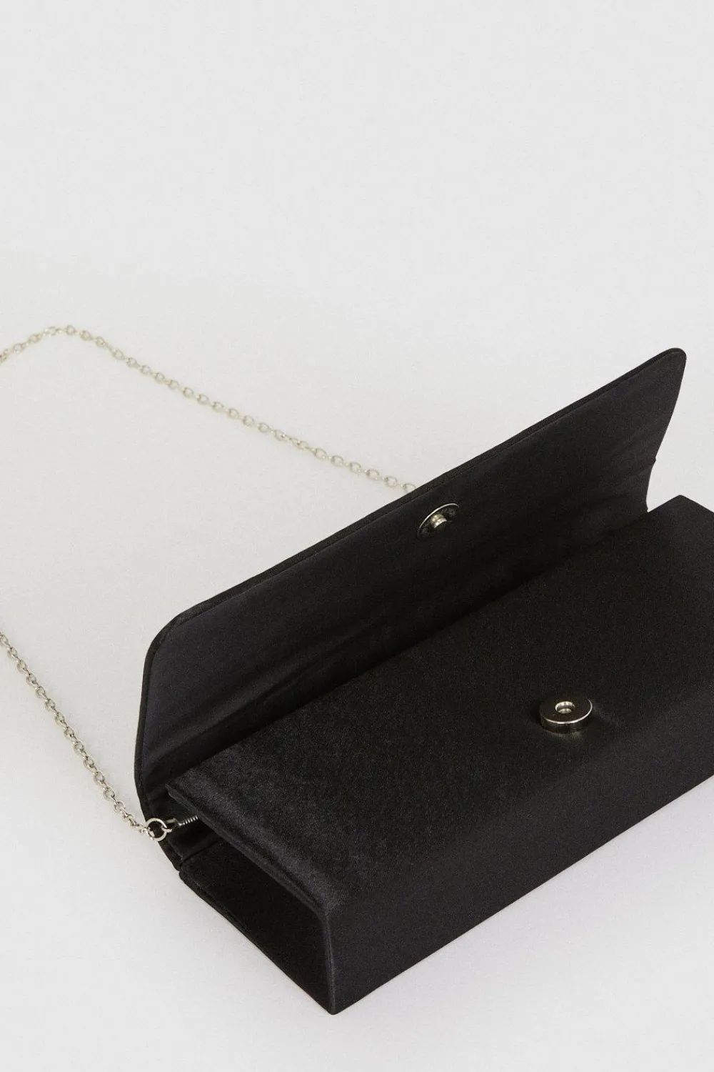 New Oasis Satin Weave Detail Clutch Bag Black