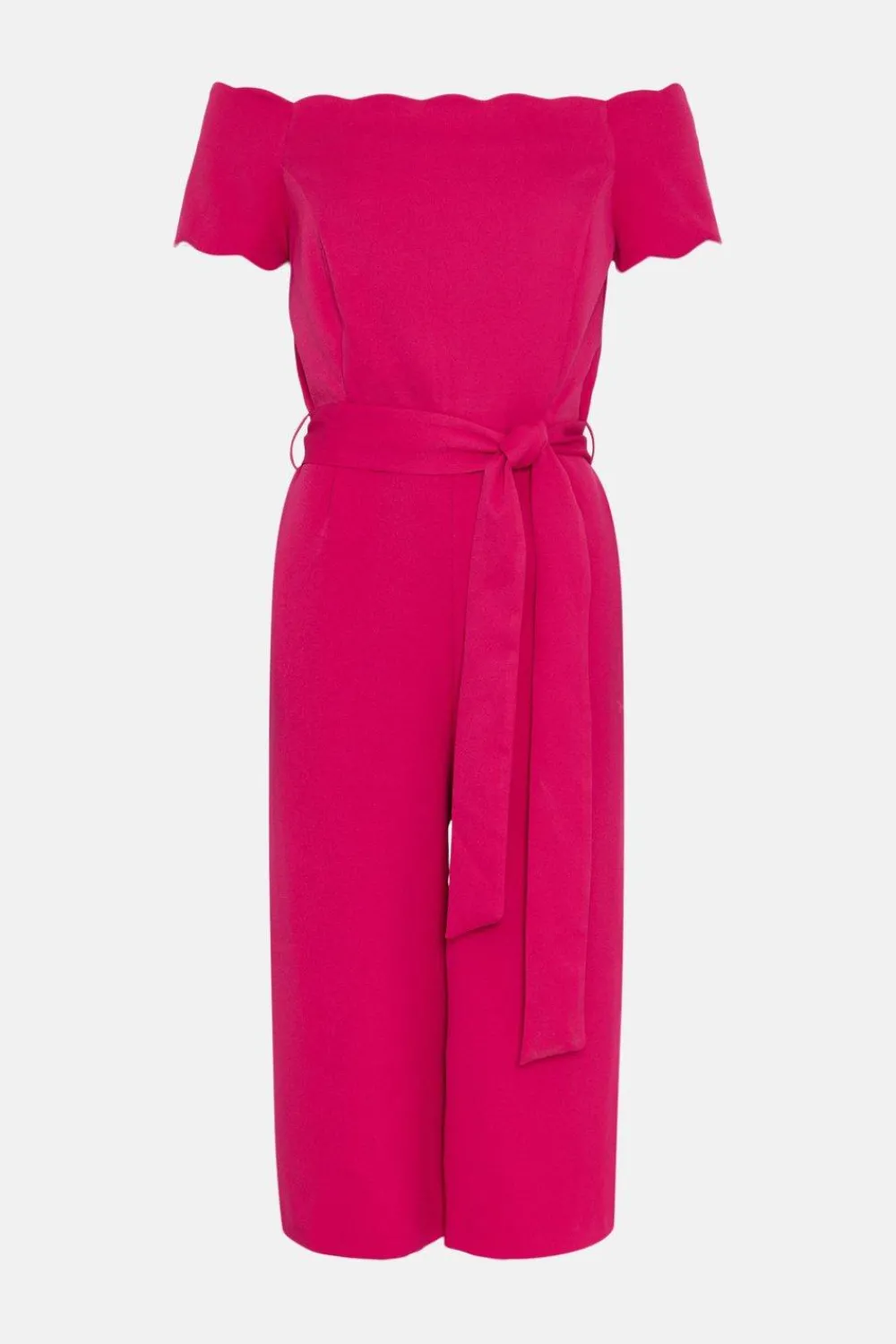Clearance Oasis Scallop Belted Bardot Jumpsuit Pink