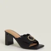 Clearance Oasis Scallop Detail Heeled Mules Black