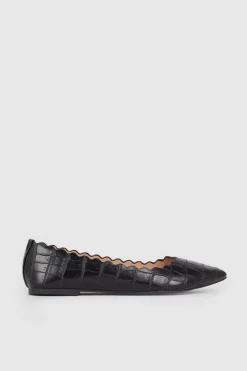 Best Oasis Scallop Edge Croc Flat Black