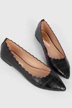 Best Oasis Scallop Edge Croc Flat Black